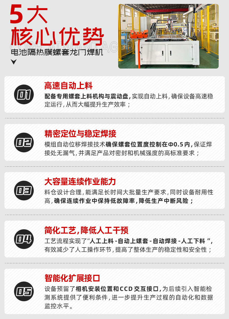 電池隔熱膜螺套龍門焊機詳情核心優(yōu)勢